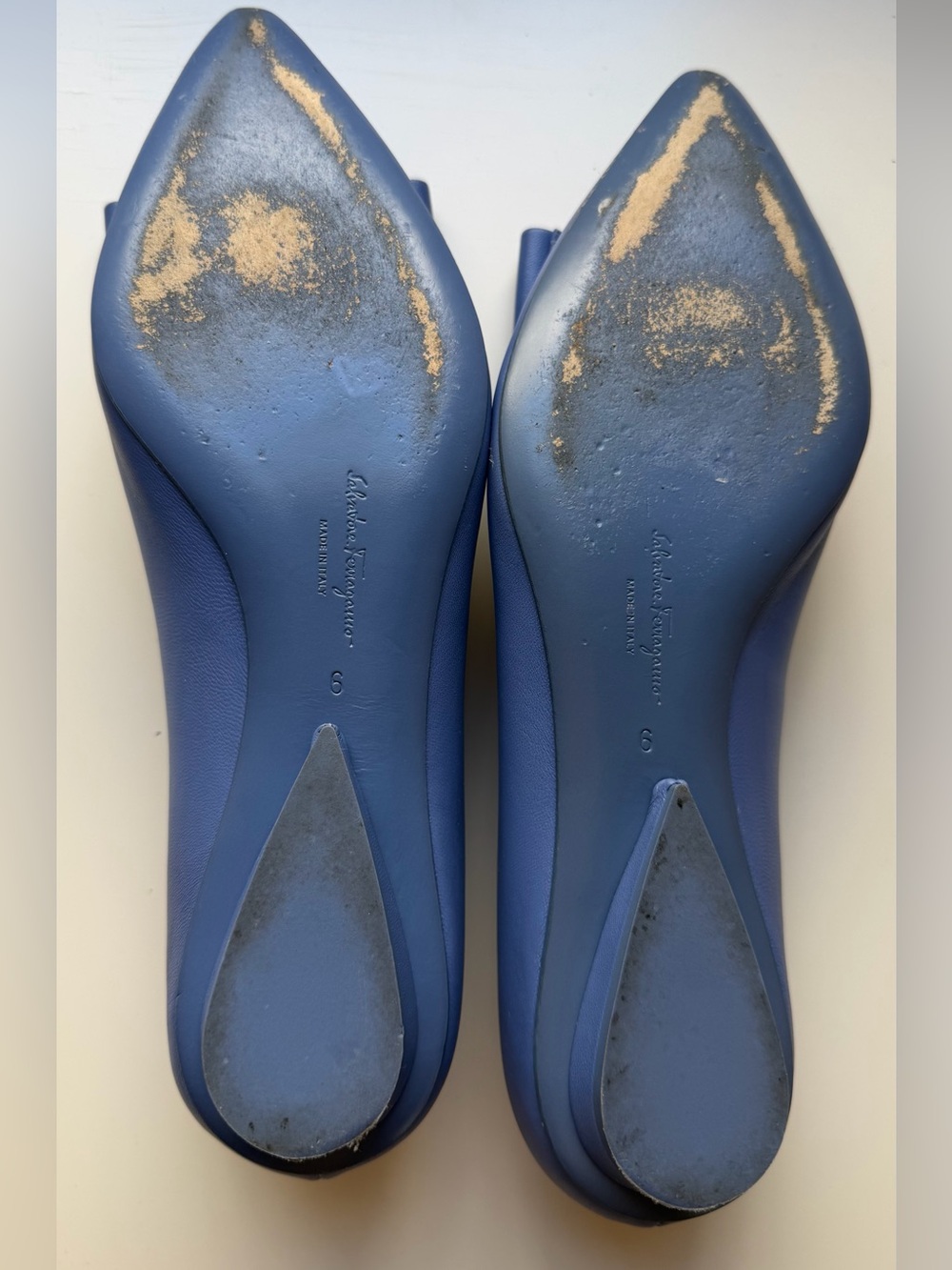 Ferragamo Viva Ballerina Cornflower Blue Leather Flats Size 6 - Picture 9 of 14